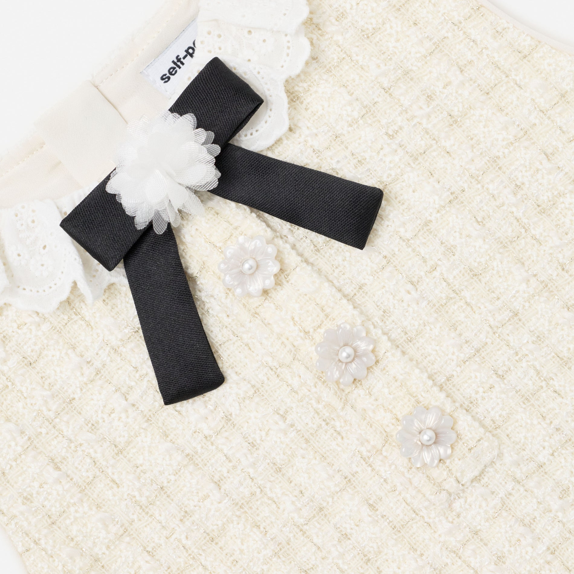 Cream Boucle Bow Dress