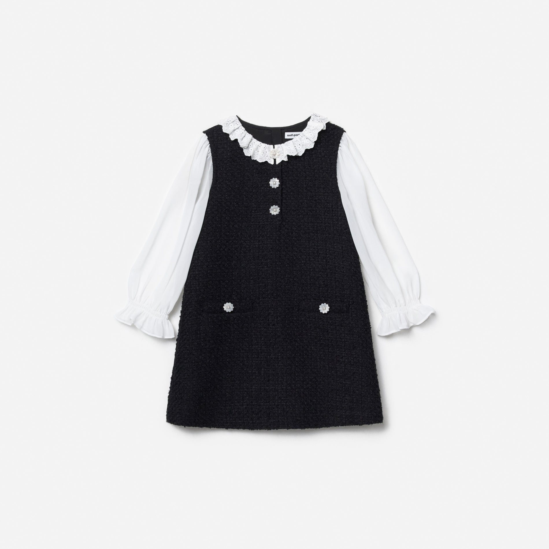 Black Boucle Lace Frill Dress