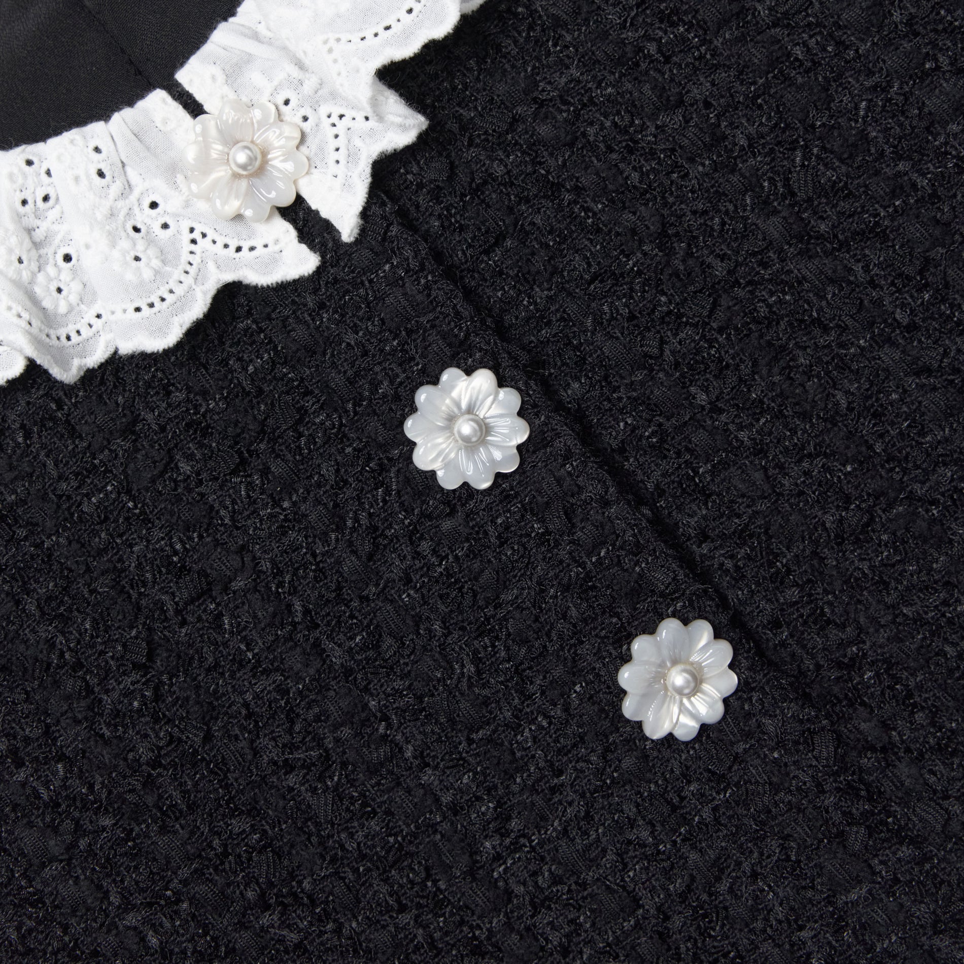 Black Boucle Lace Frill Dress
