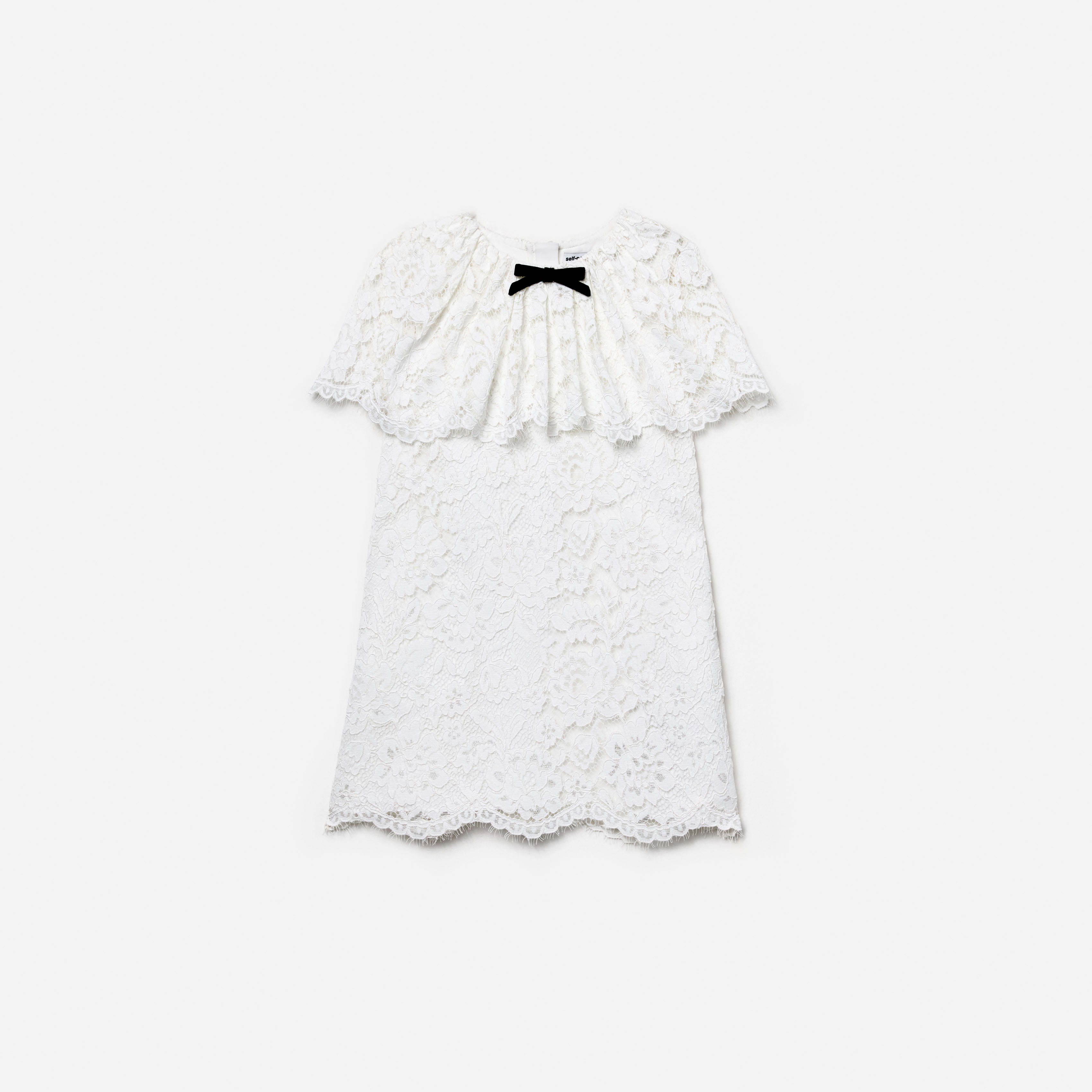 White Floral Lace Cape Dress