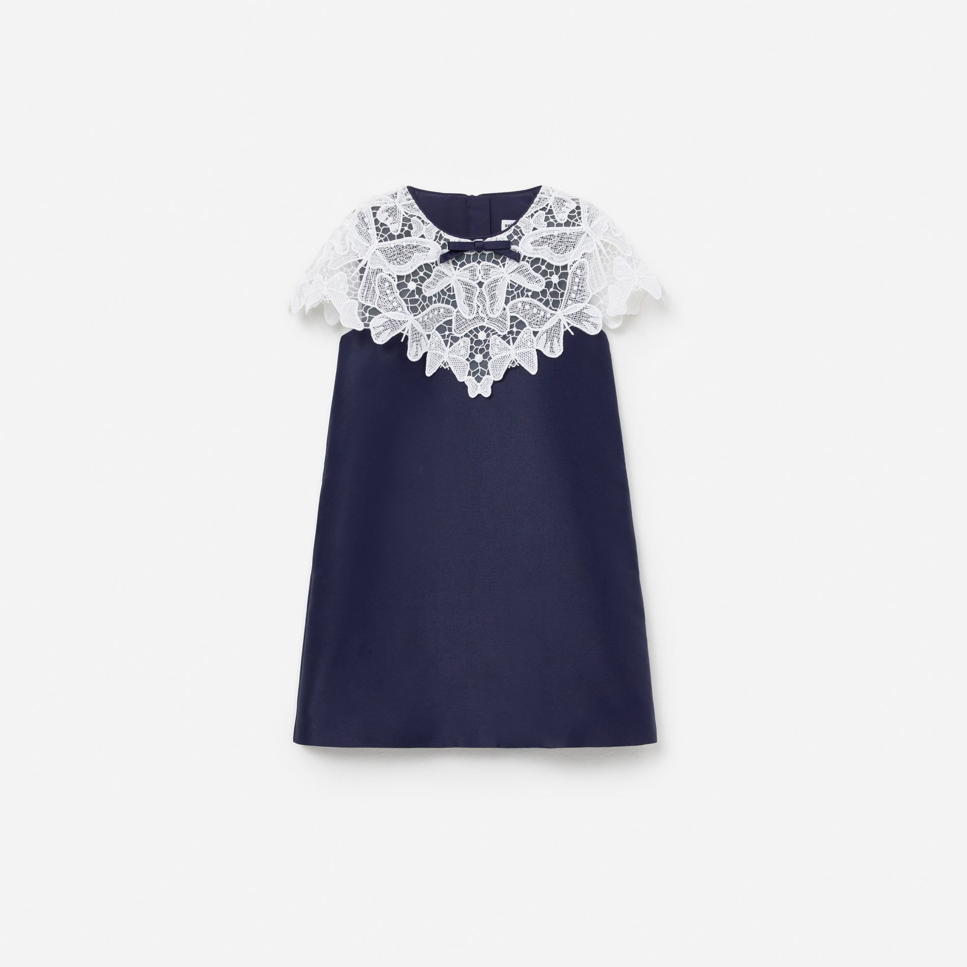 Navy Taffeta Butterfly Lace Dress