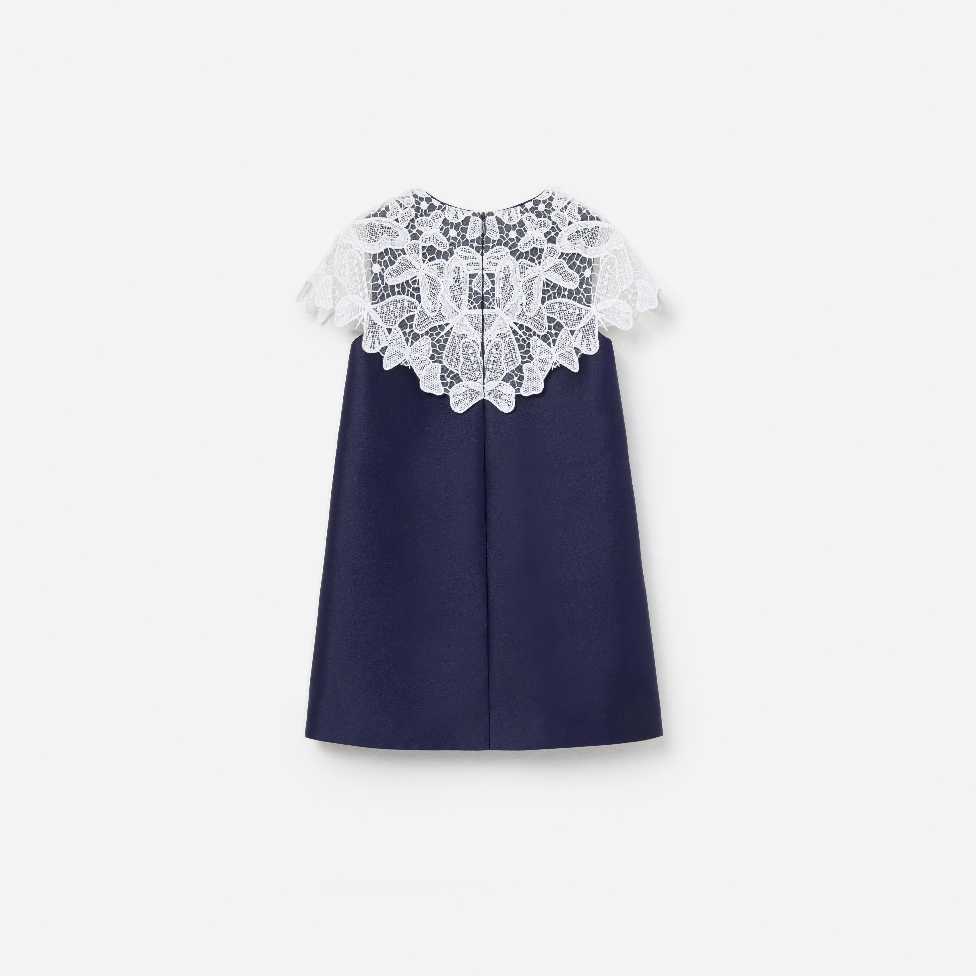 Navy Taffeta Butterfly Lace Dress