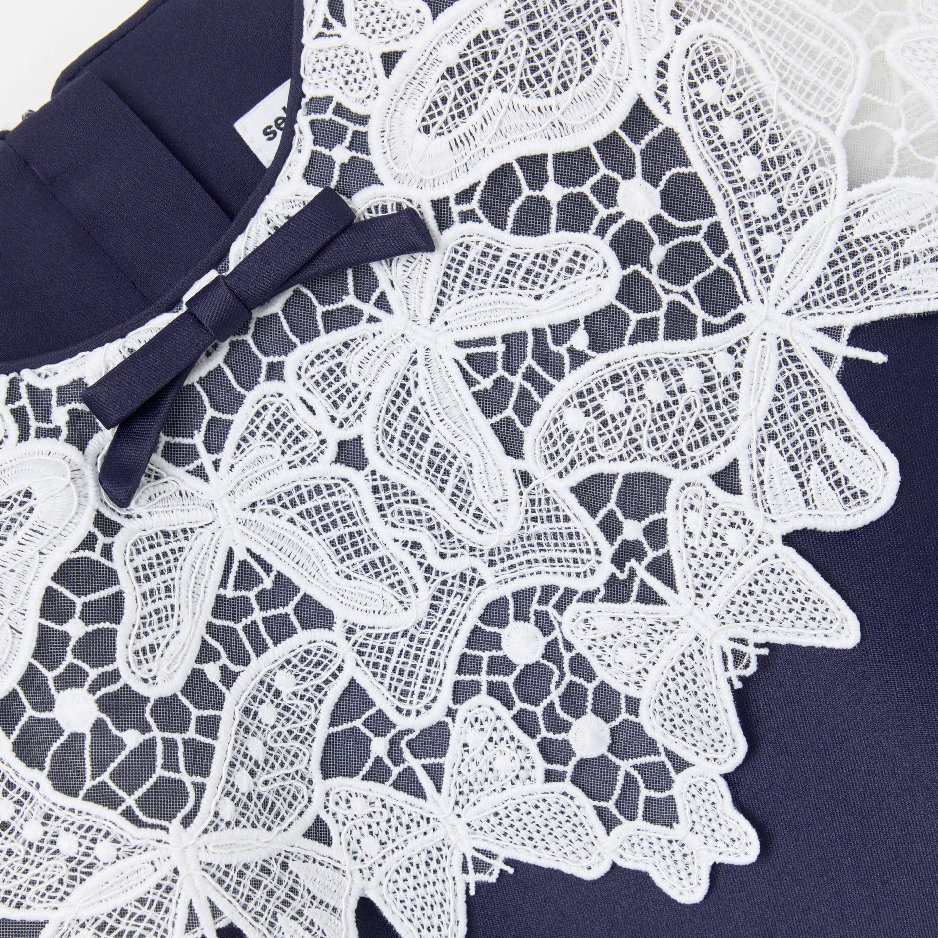 Navy Taffeta Butterfly Lace Dress