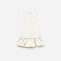 Cream Satin Bubble Hem Dress