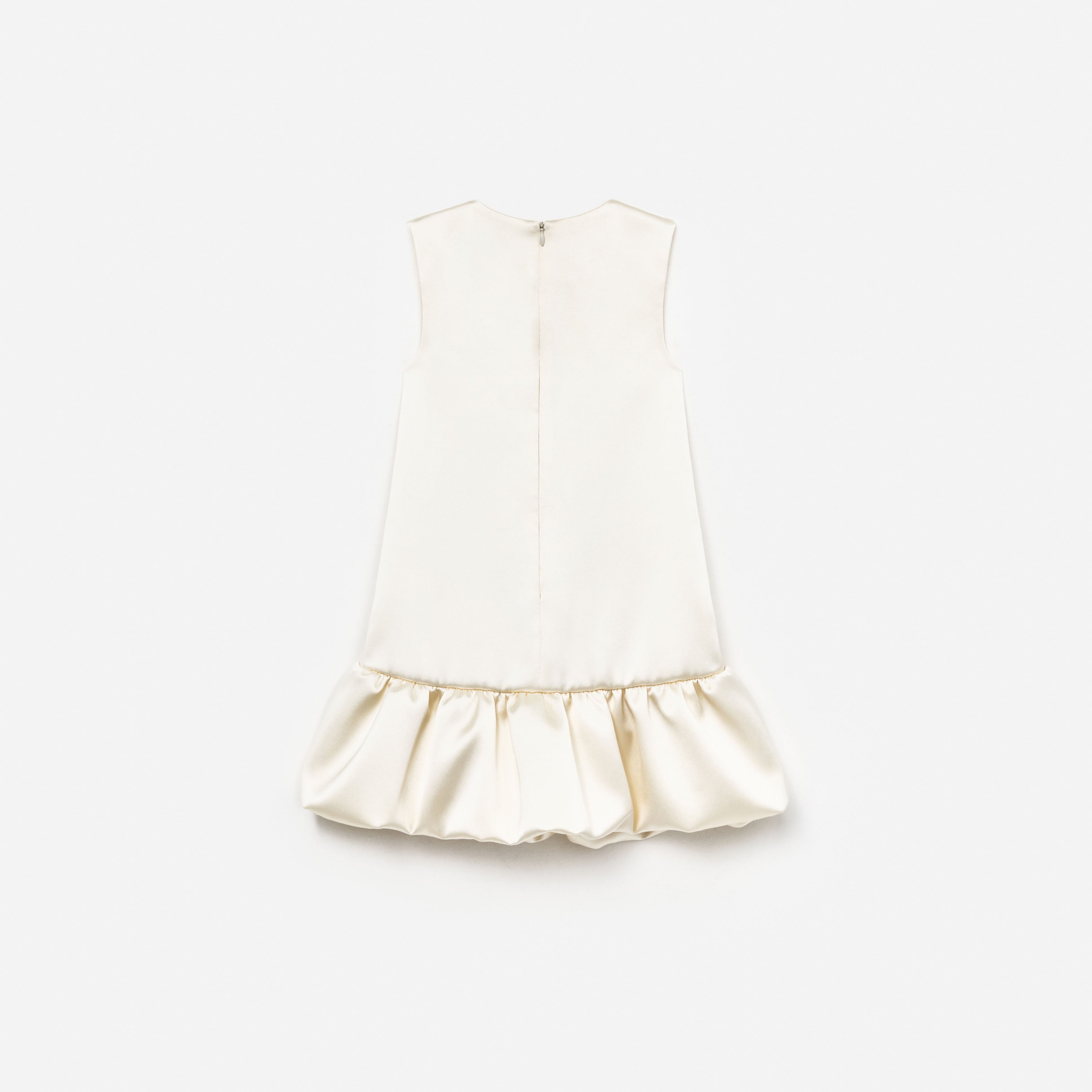 Cream Satin Bubble Hem Dress