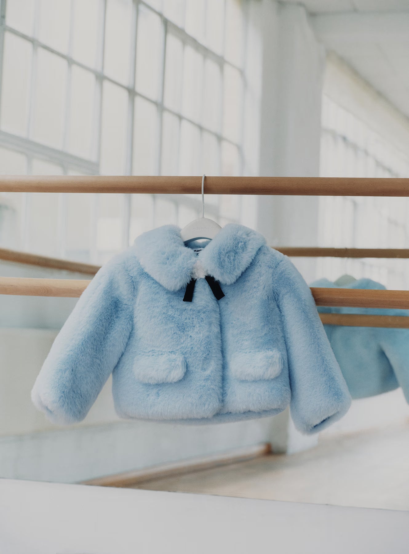 Blue Faux Fur Bow Jacket