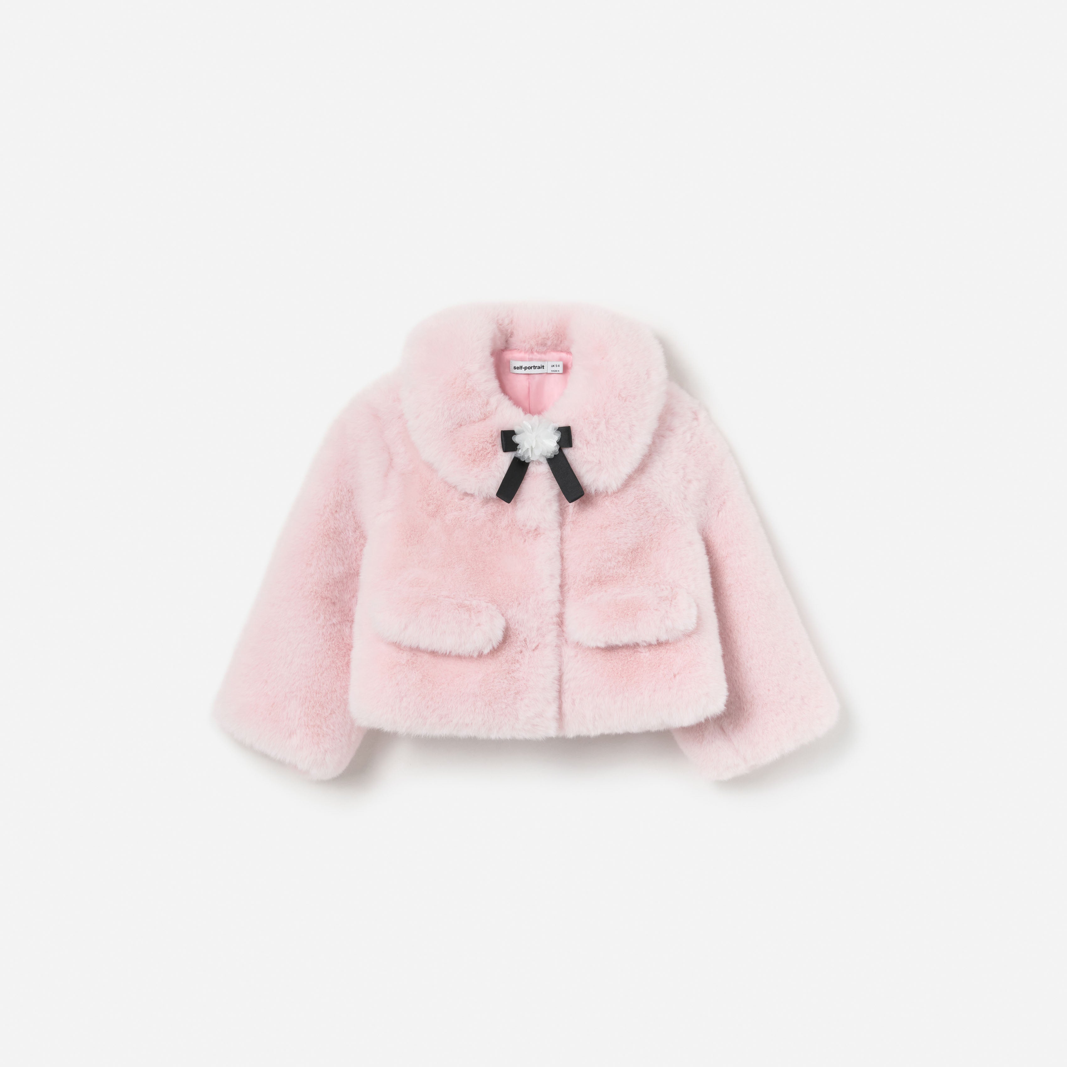 Pink Faux Fur Bow Jacket