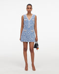 Blue Textured Denim Mini Dress