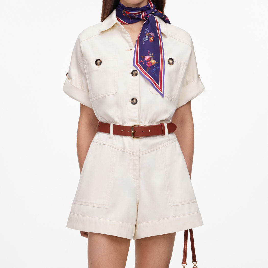 Cream Denim Playsuit