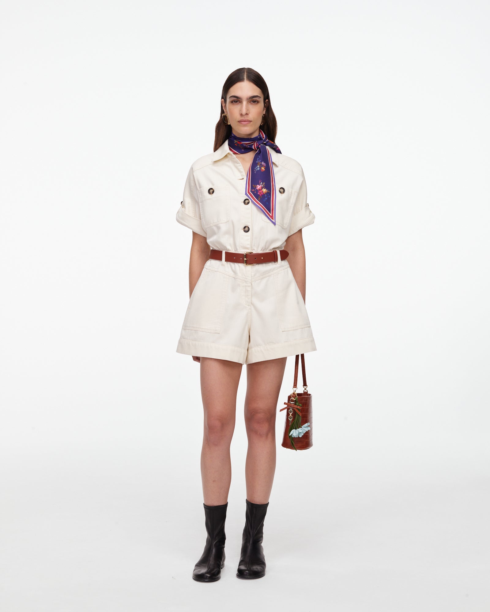 Cream Denim Playsuit