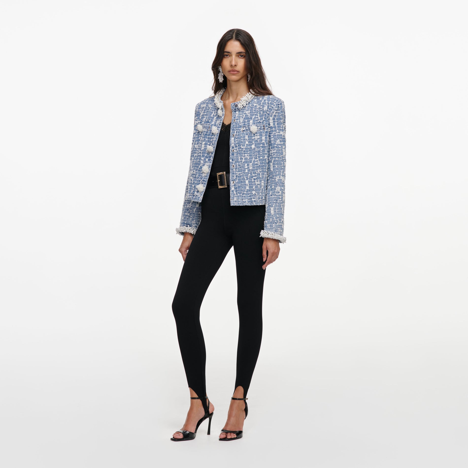 Blue Textured Denim Jacket