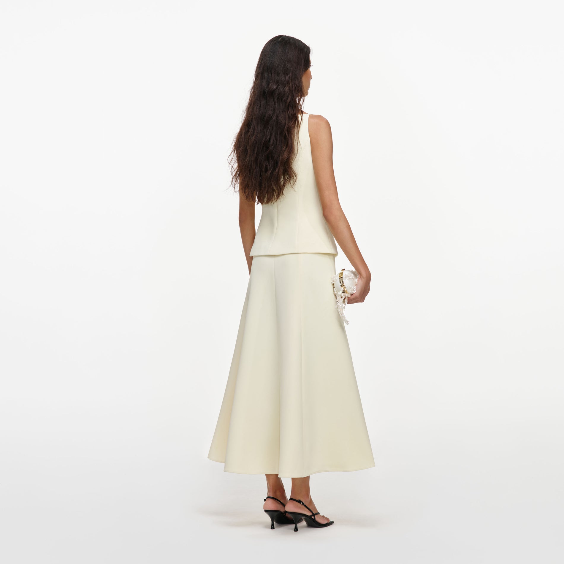 Yellow Crepe Peplum Midi Dress