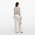 Champagne Rhinestone Embellished Feather Top