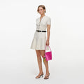 Cream Knit Denim Insert Mini Dress