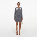 Grey Lace Flower Knit Mini Dress