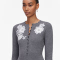 Grey Lace Flower Knit Mini Dress