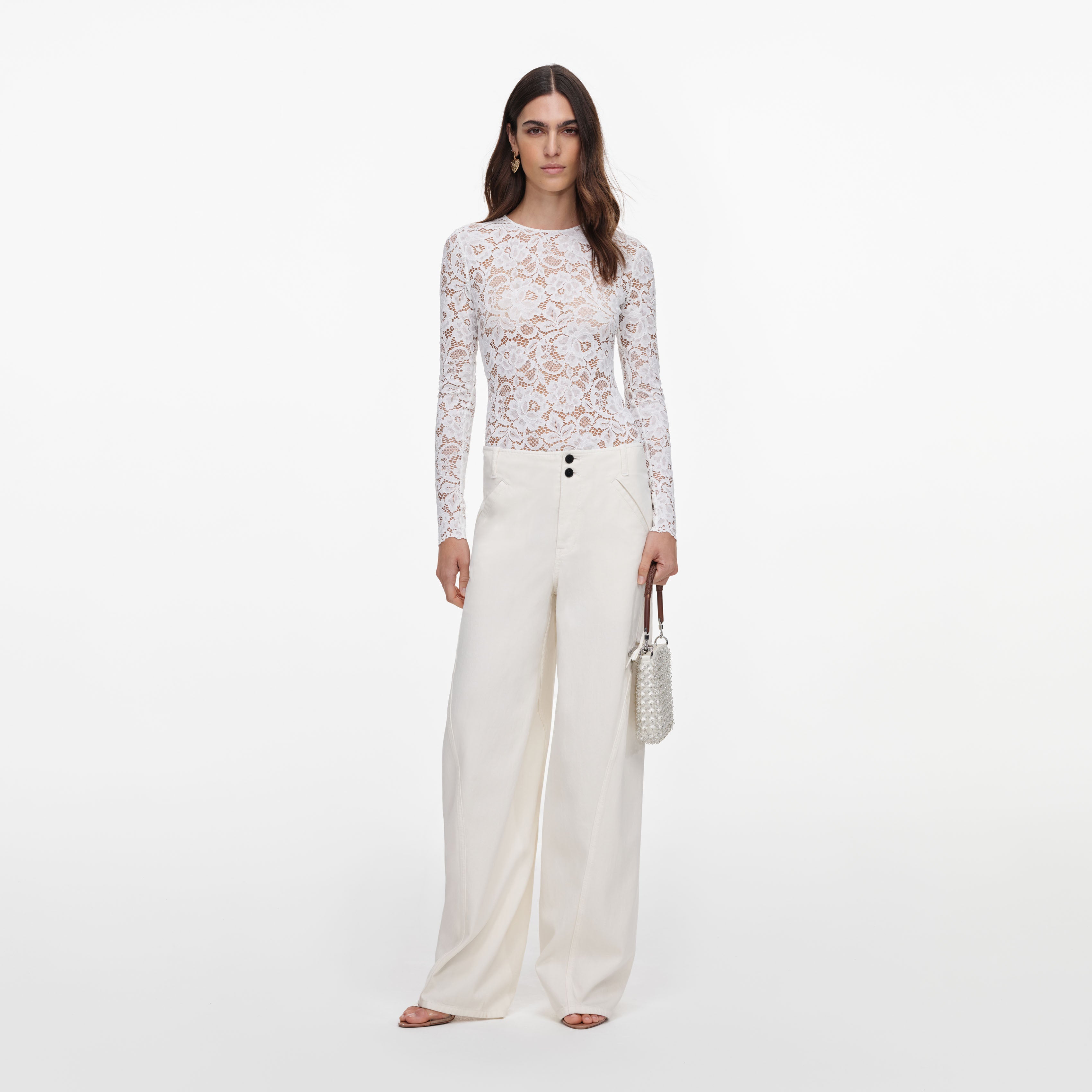 White Floral Lace Bodysuit
