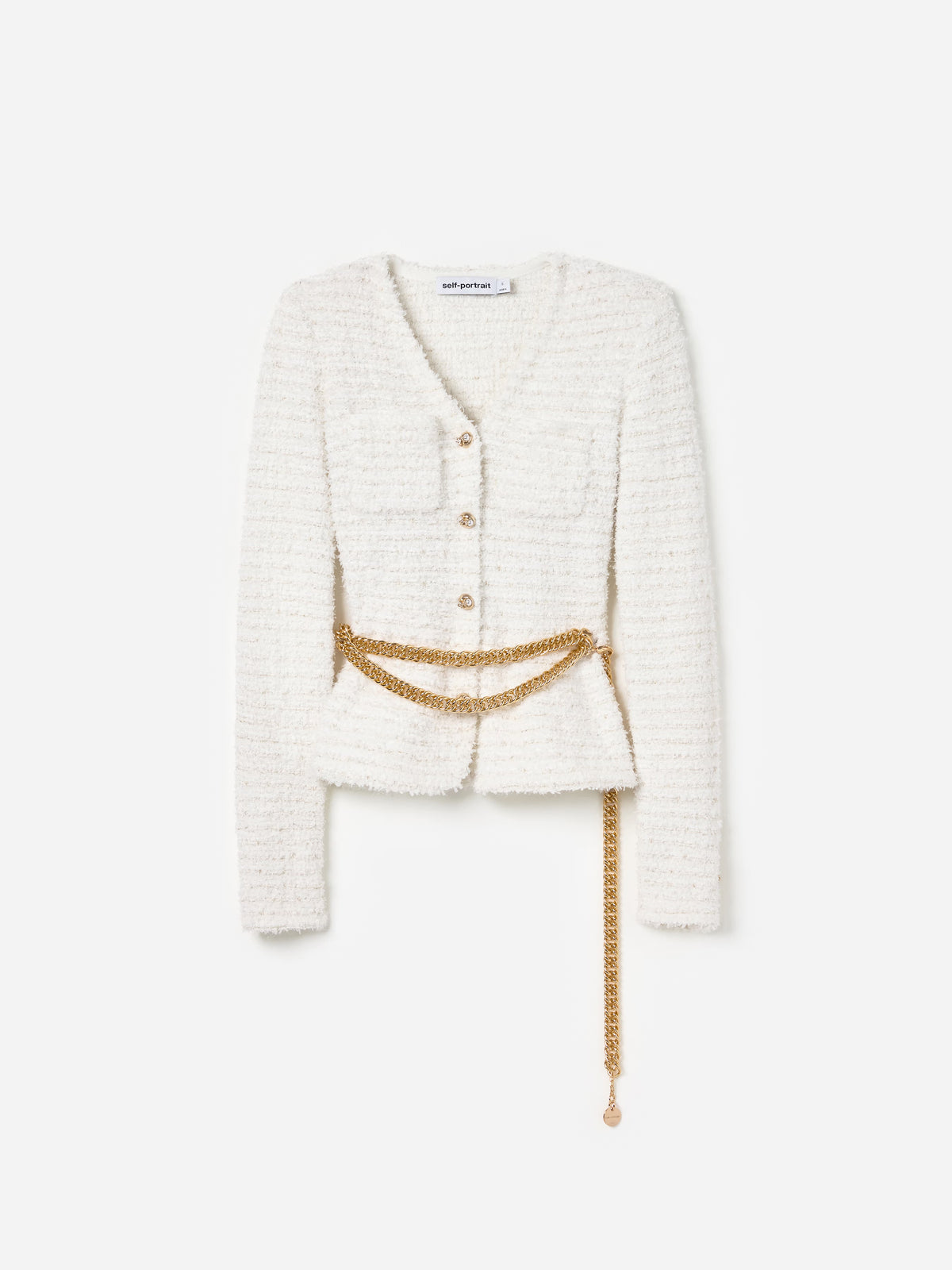 Cream Textured Knit Cardigan
