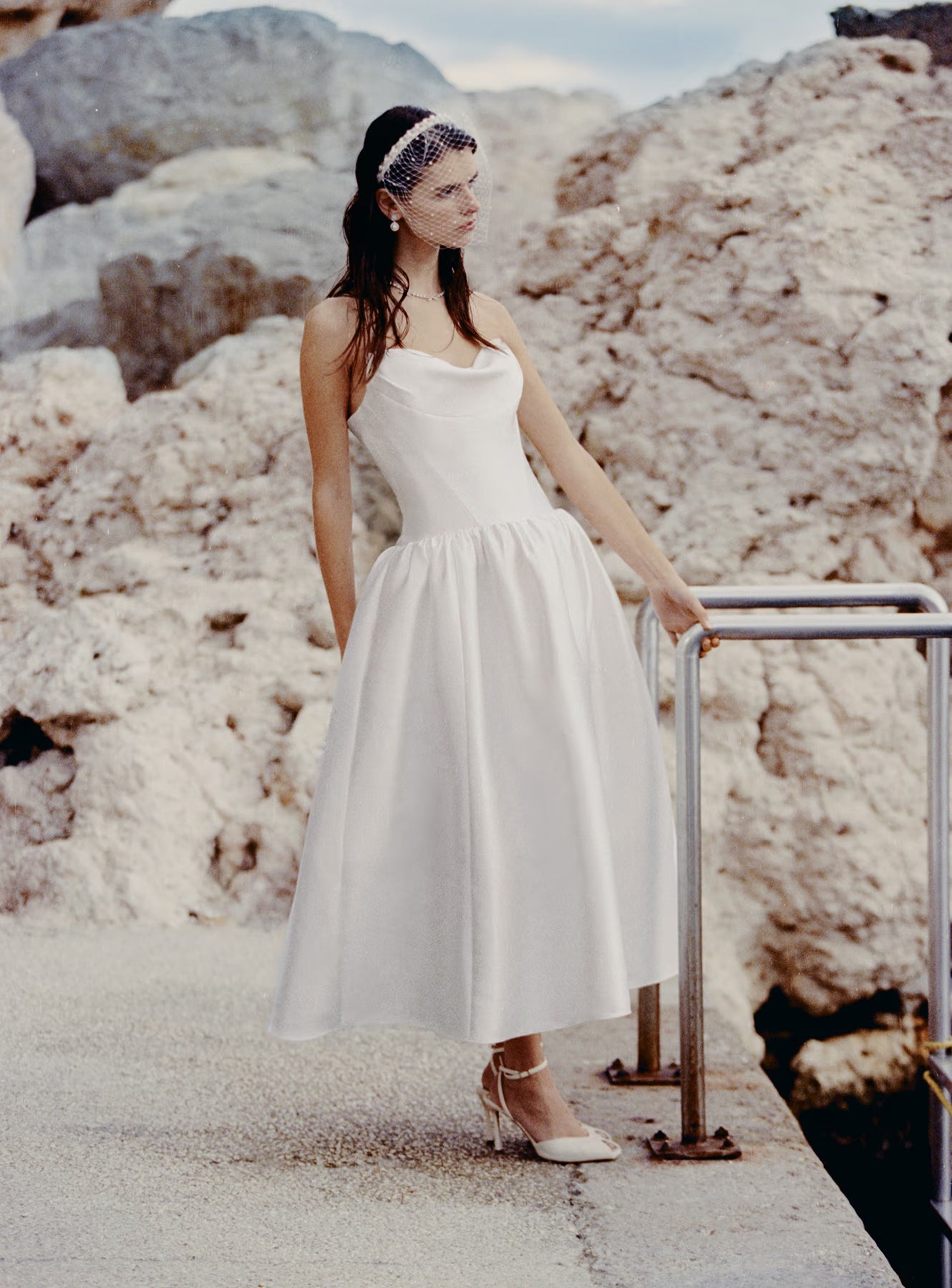 White Taffeta Strapless Midi Dress self-portrait White Taffeta Strapless Midi Dress self-portrait