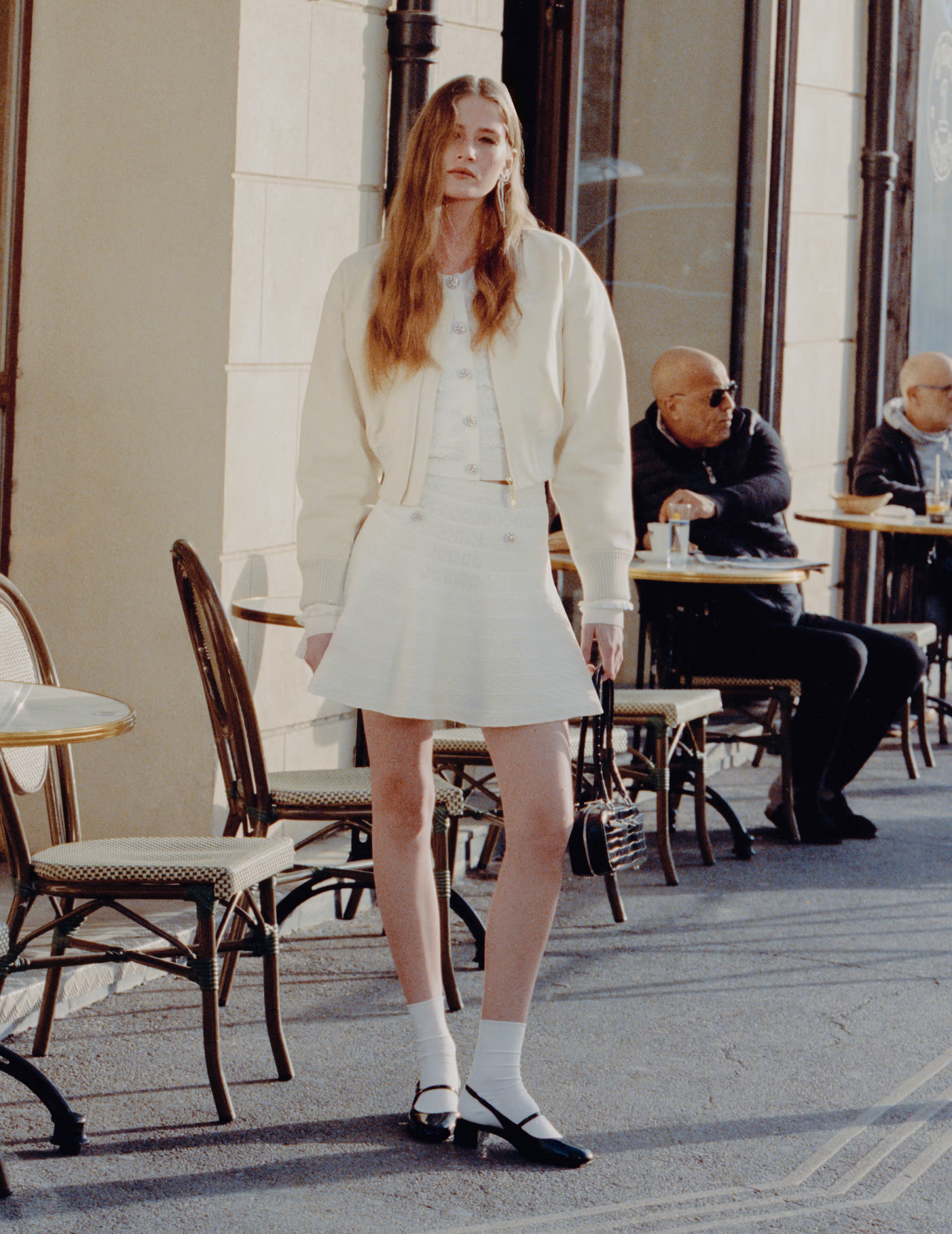 White Pointelle Knit Mini Skirt – self-portrait