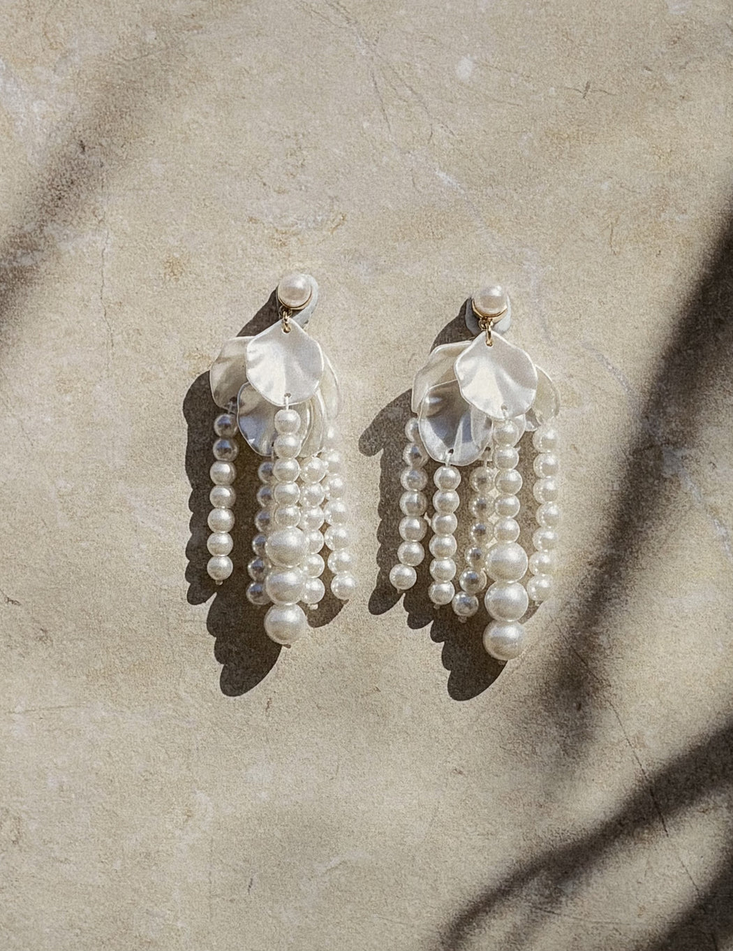 Pearl Petal Dangle Earrings