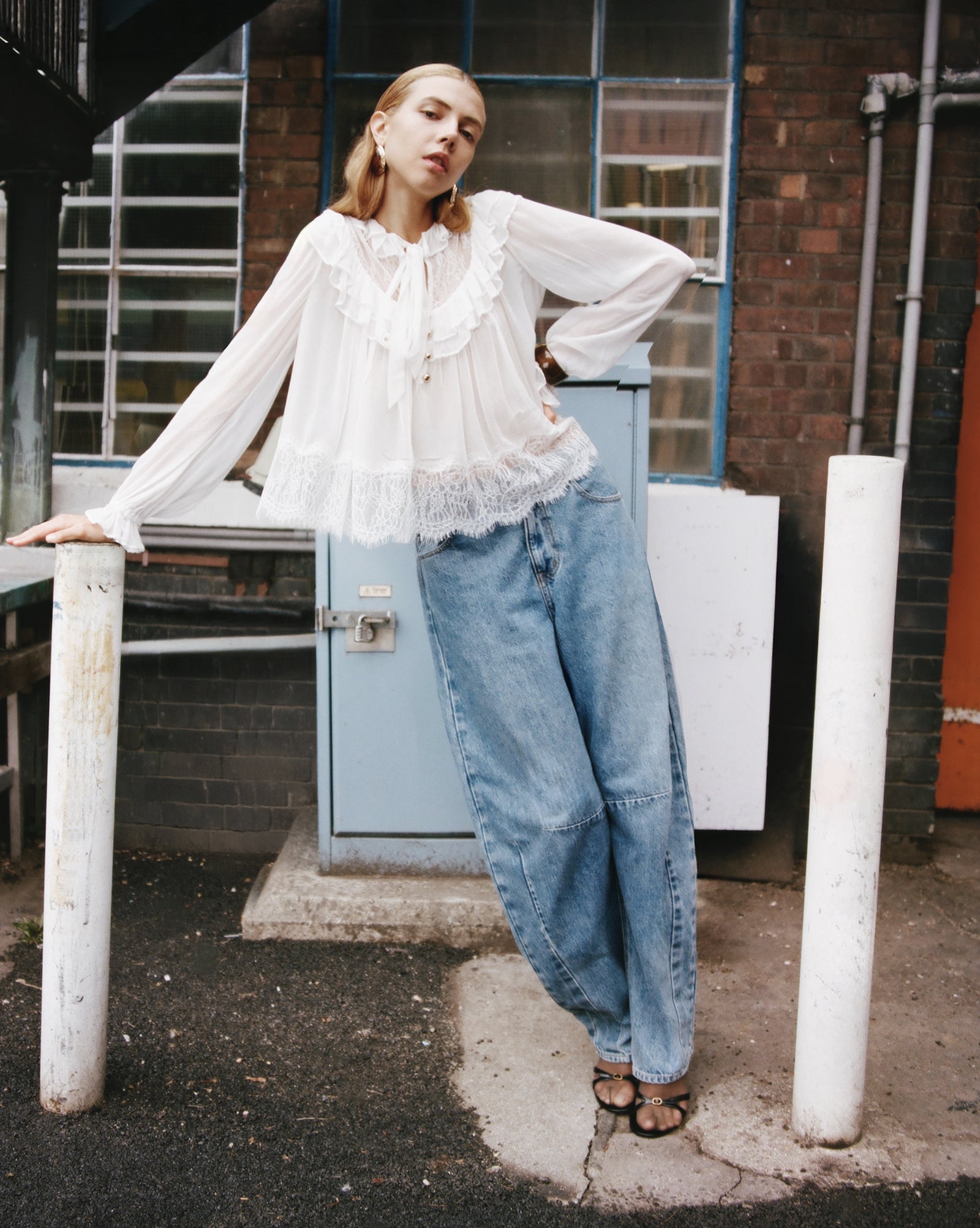 White Georgette Lace Blouse