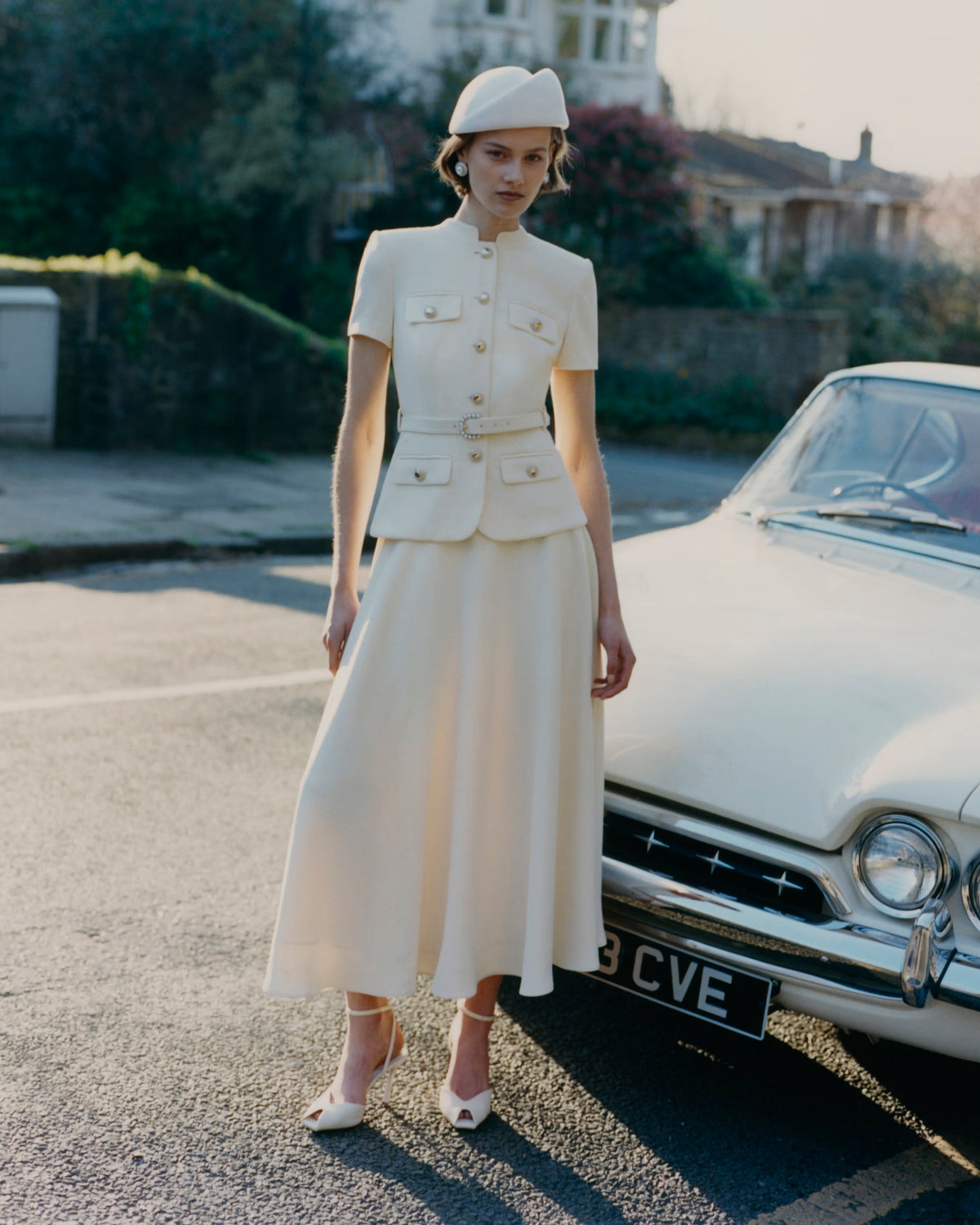 Yellow Crepe Tailored Midi Dress – self-portrait