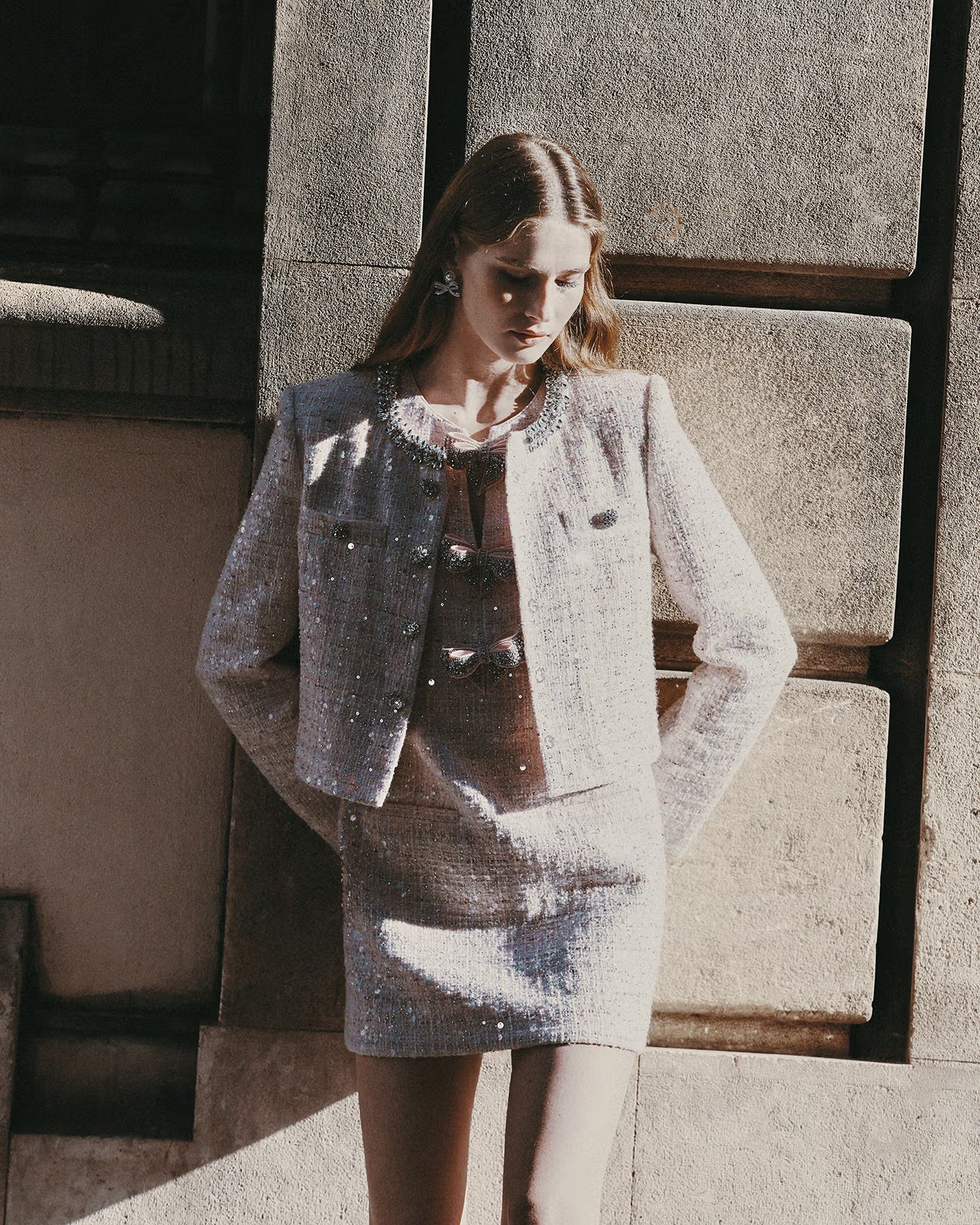 Pink Sequin Boucle Jacket