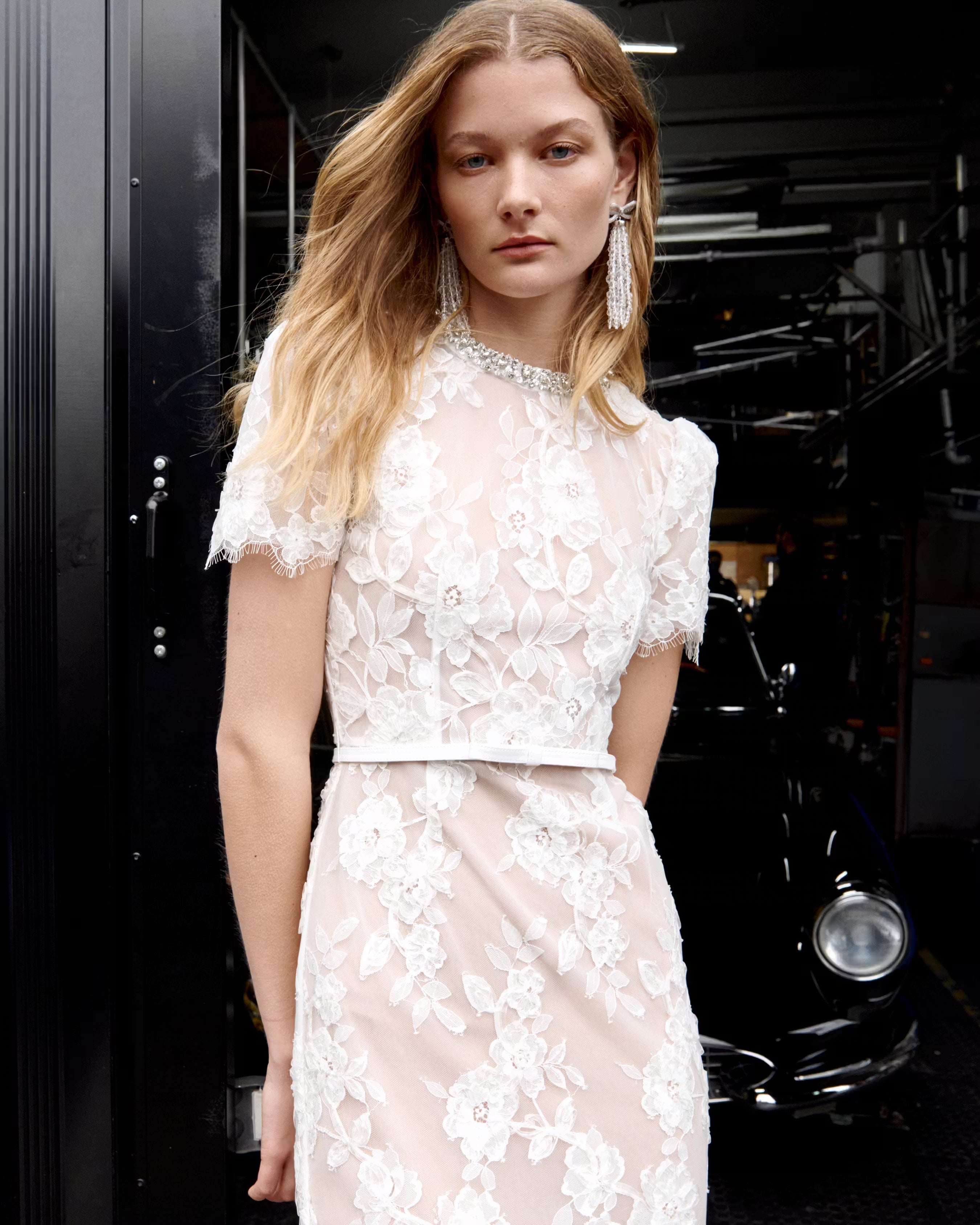 sachin and babi light blue dress Off White Pleated Lace Sleeveless Mini Dress