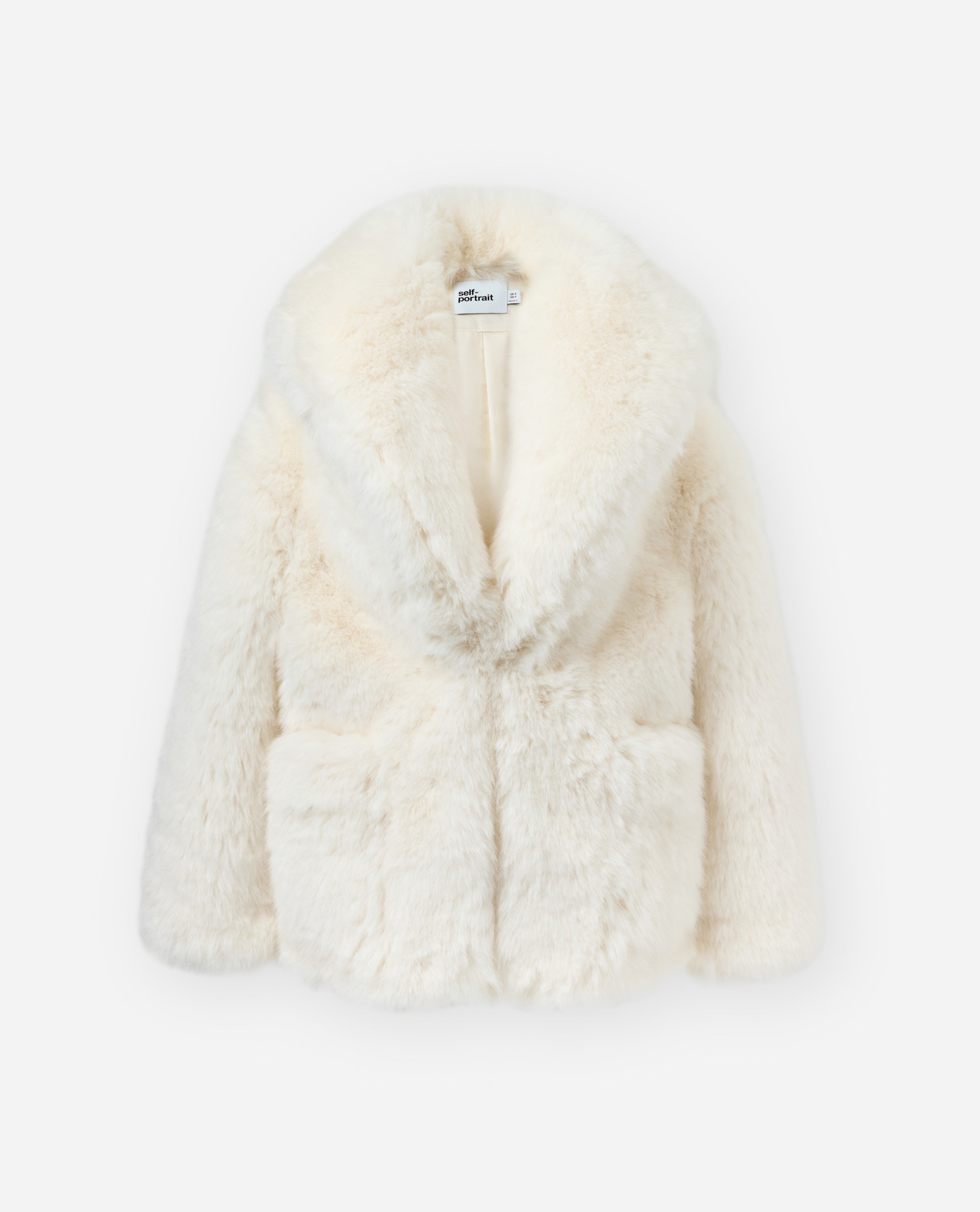 JSELF Curly Fur Coat ivory 01 White Faux Fur Coat Women