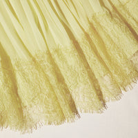 Yellow Chiffon Lace Detail Mini Dress