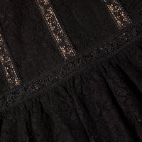 Black Cord Lace Insert Midi Dress