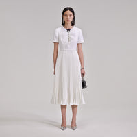 White Lace Bib Midi Dress