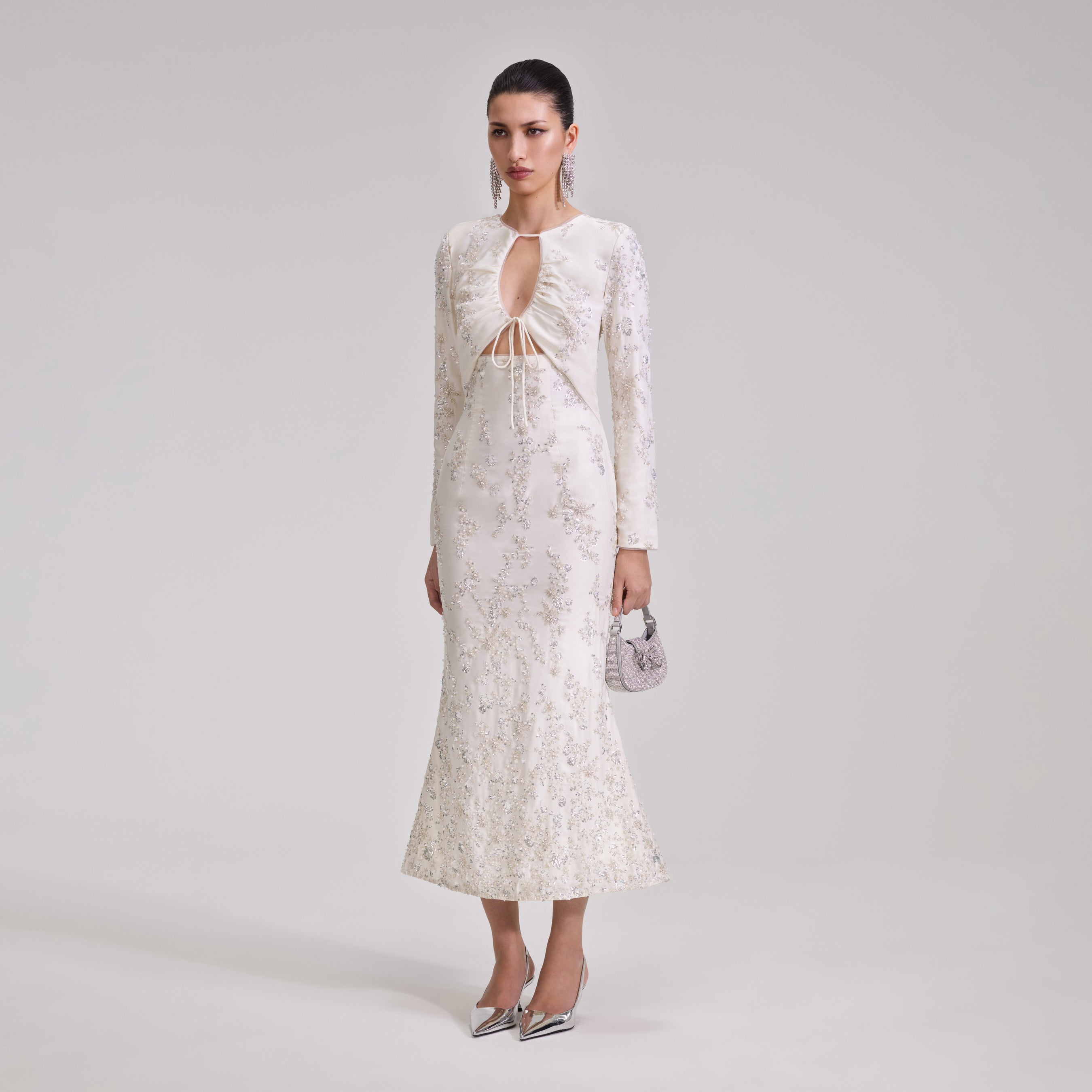White Embellished Midi Dress