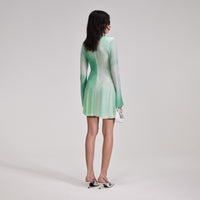 Green Contour Print Mini Dress