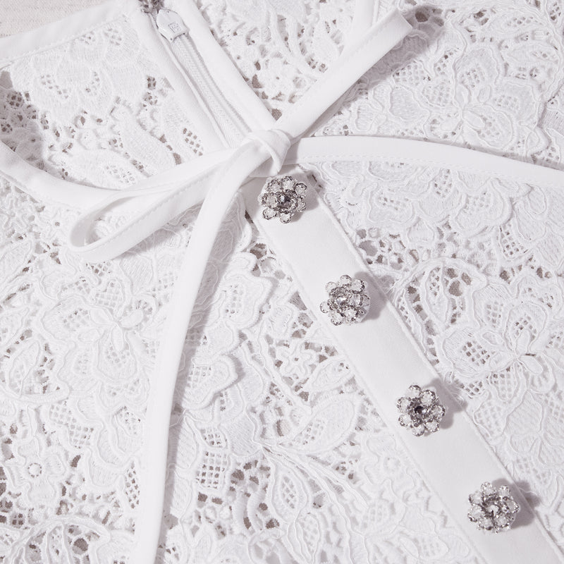 White Cord Lace Collar Mini Dress – self-portrait
