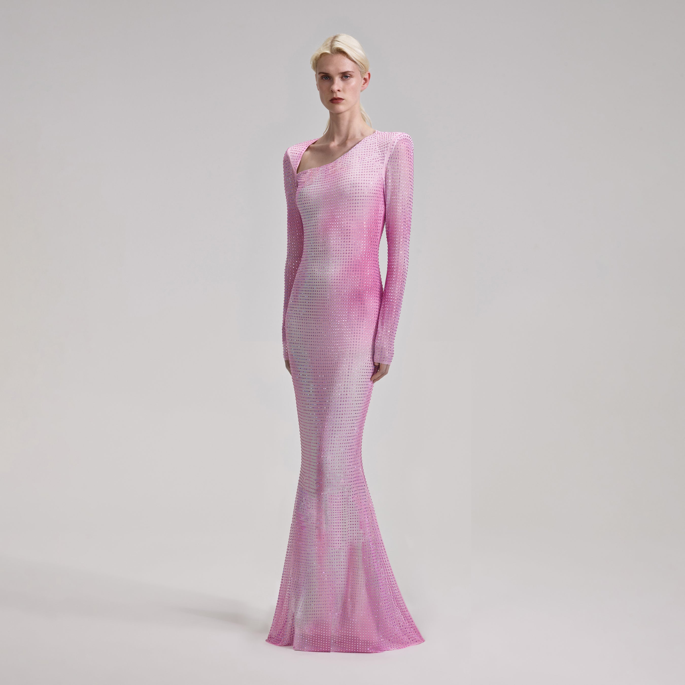 Pink Contour Flared Hem Maxi Dress