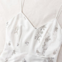 White Embellished V Neck Maxi Dress