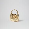 Gold Croc Crescent Bow Micro Bag