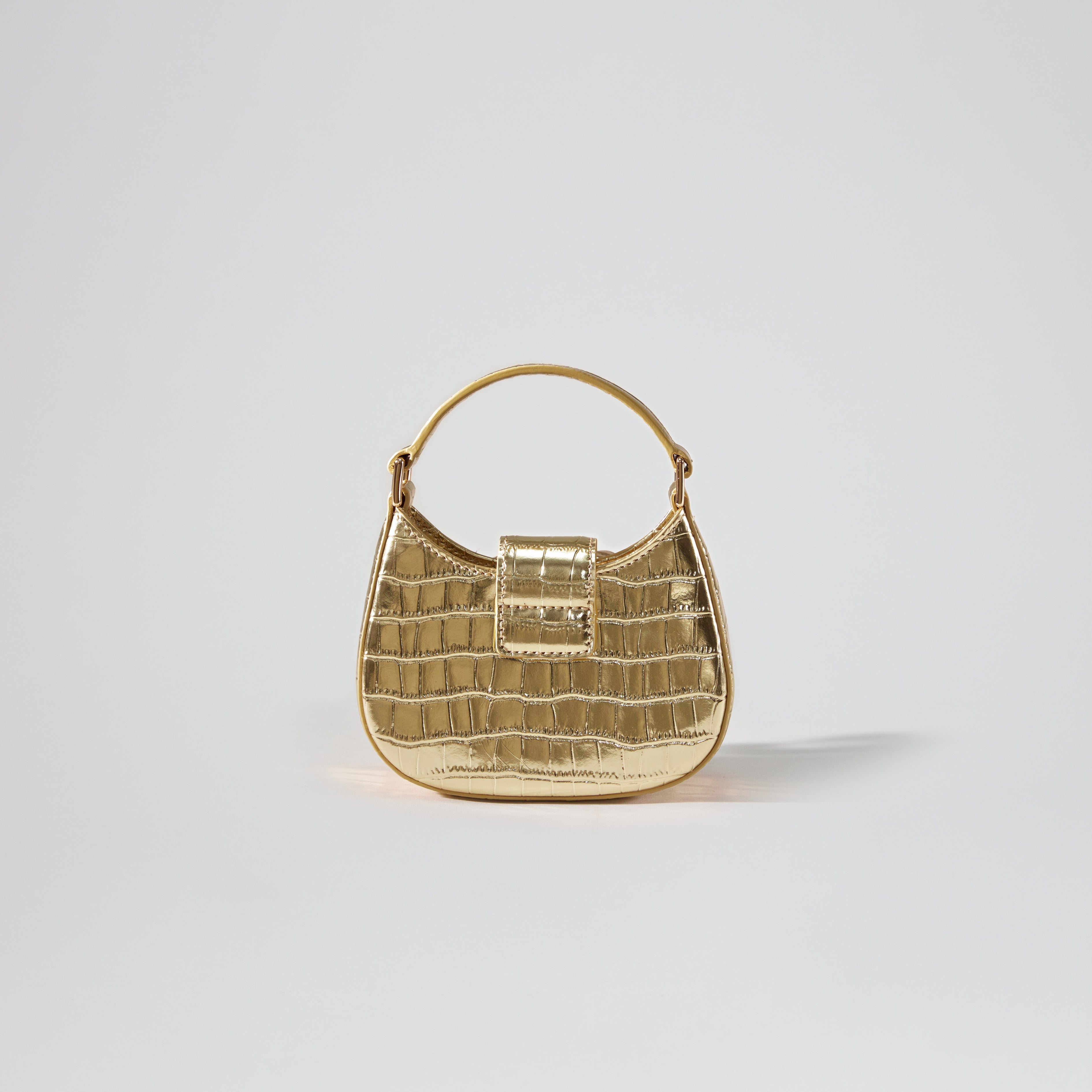 Gold Croc Crescent Bow Micro Bag