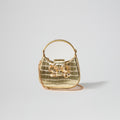 Gold Croc Crescent Bow Micro Bag
