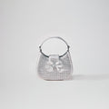 Silver Rhinestone Crescent Bow Micro Bag