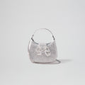 Silver Rhinestone Crescent Bow Micro Bag