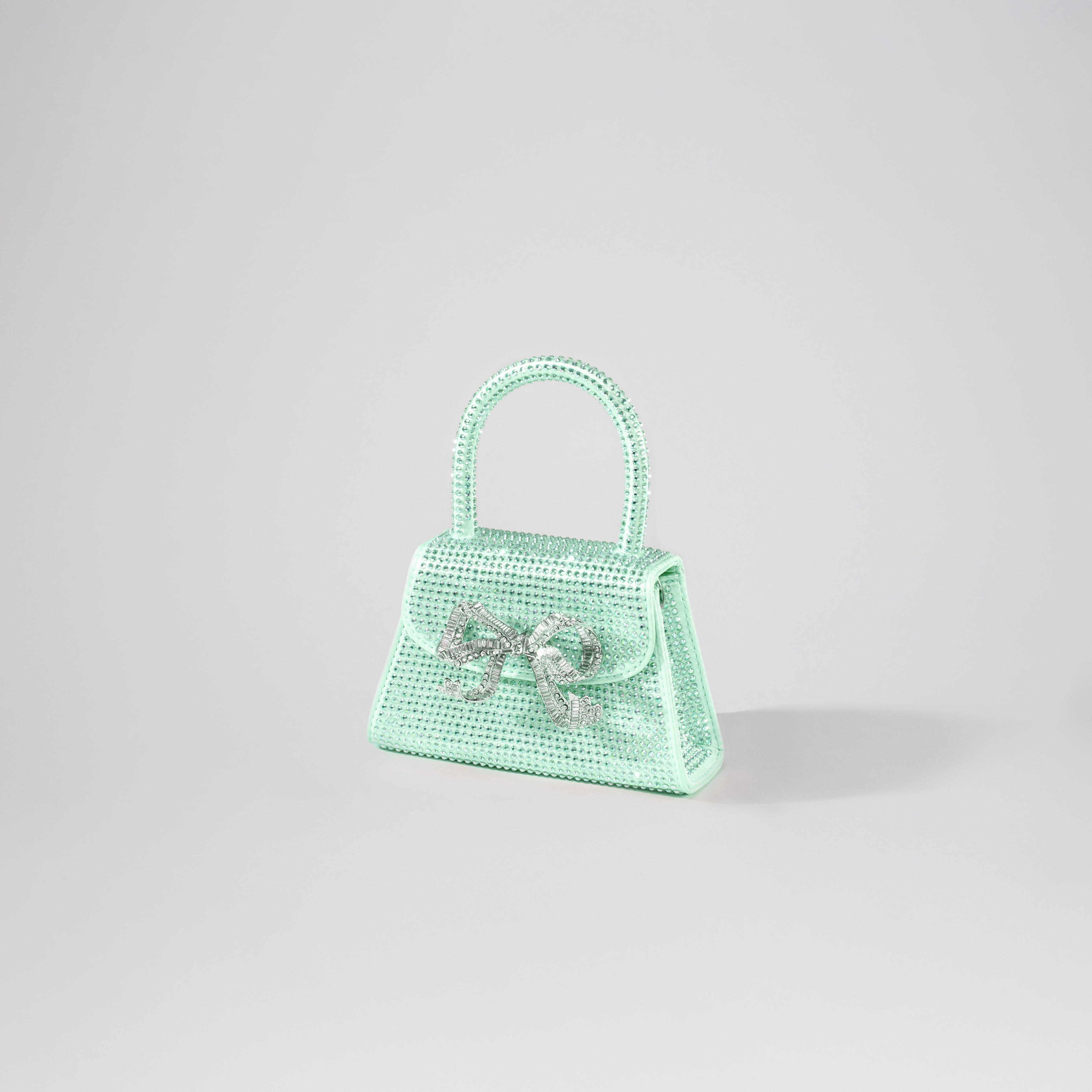 Green Rhinestone Micro Bow Bag