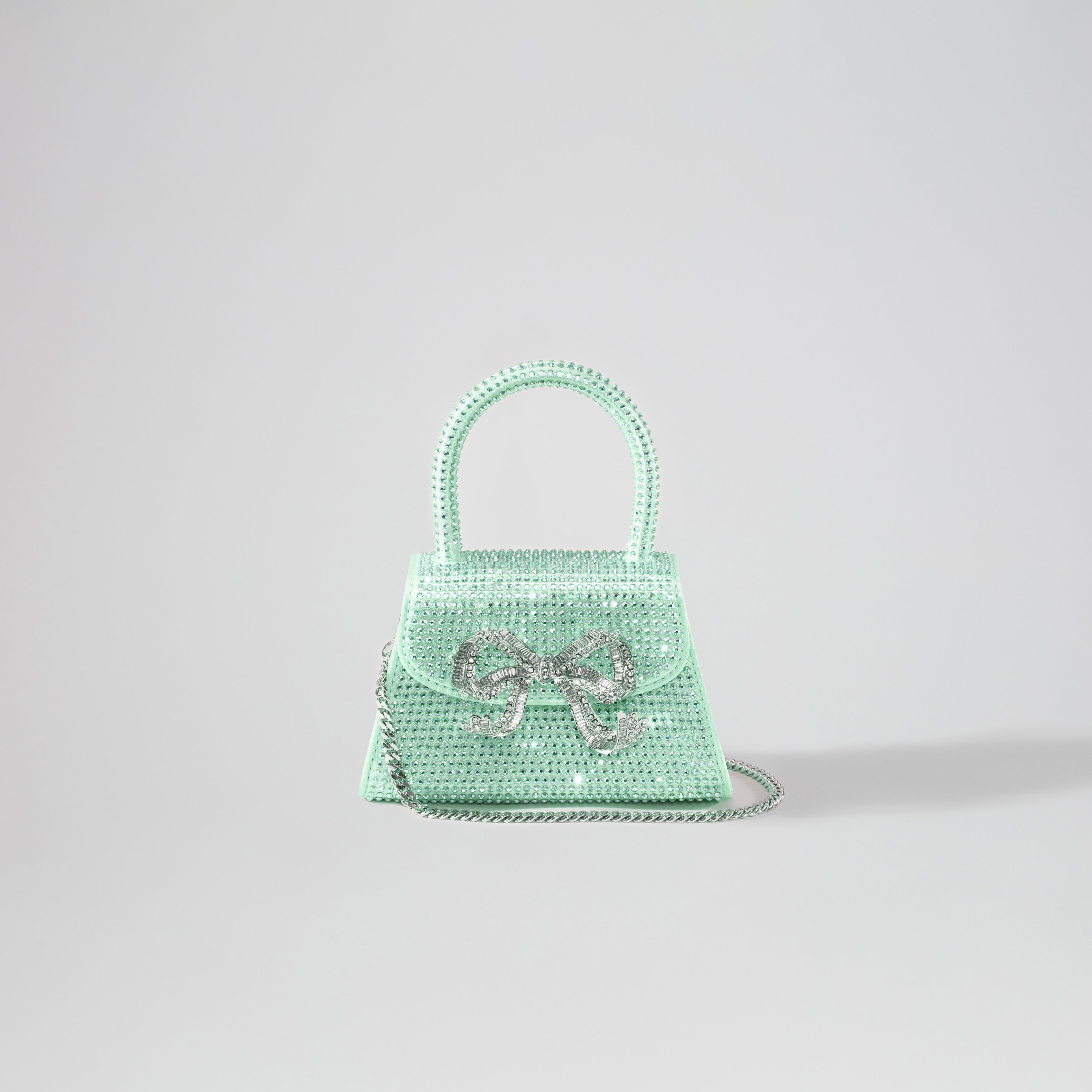 Green Rhinestone Micro Bow Bag