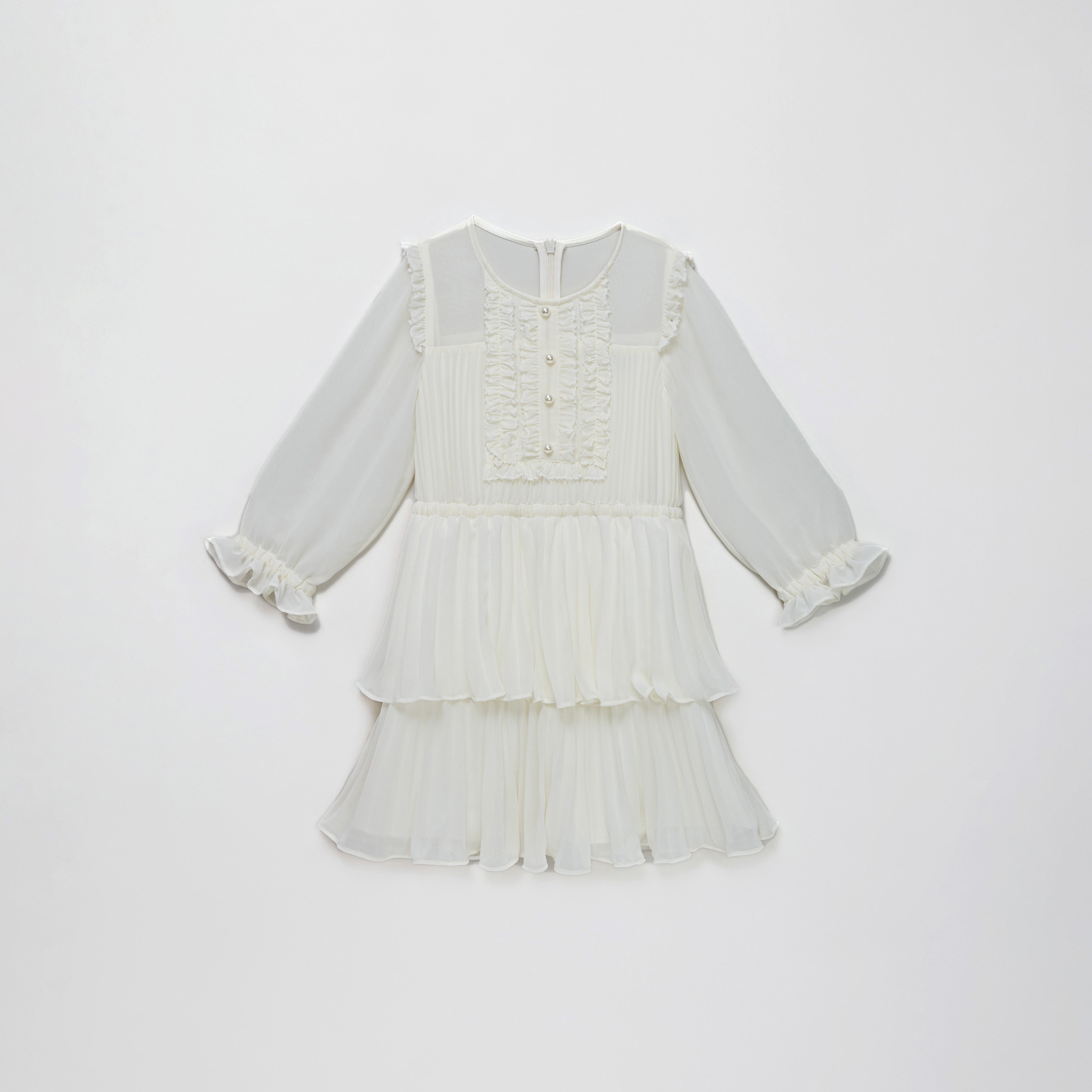 Cream Chiffon Tiered Dress