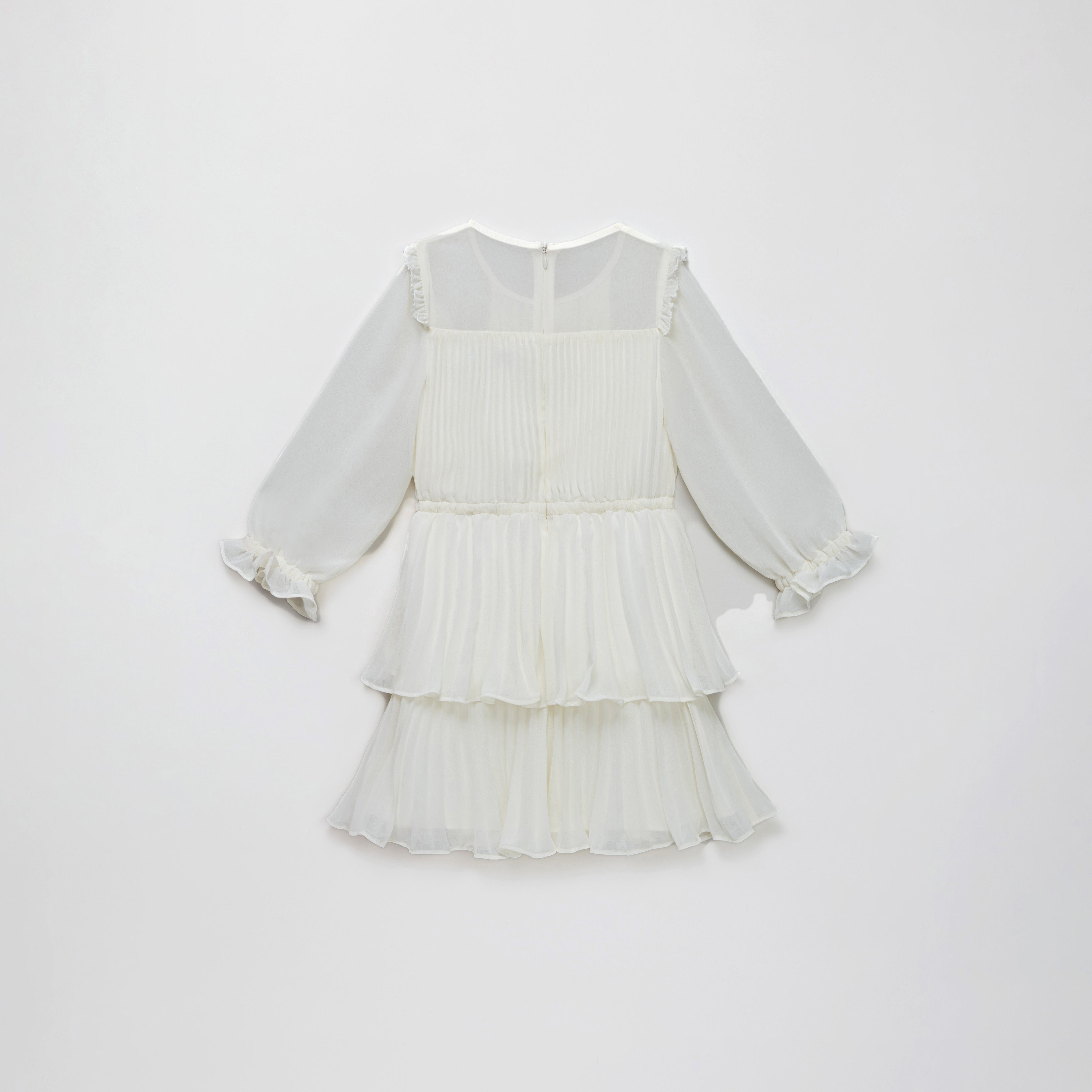 Cream Chiffon Tiered Dress