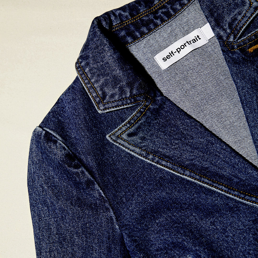 A close up of the fabric for the Cropped Denim Jacket