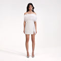 White Feather Mini Dress