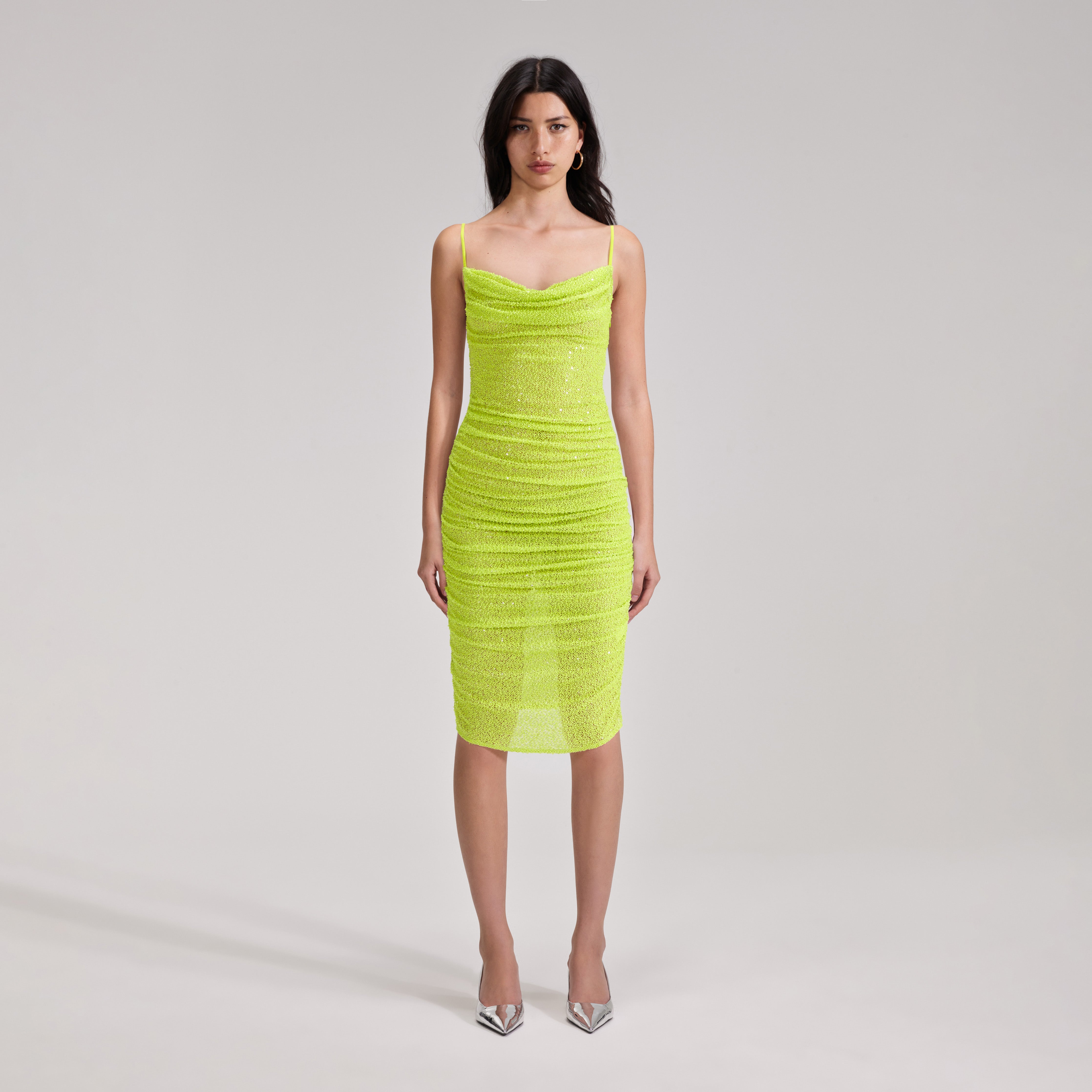 Green Beaded Midi Dress | self-portrait